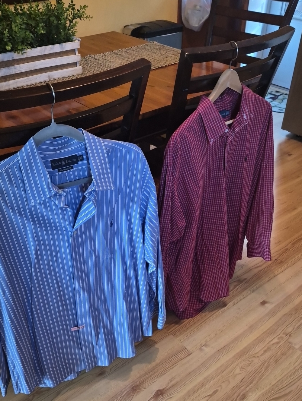 Ralph Lauren Blue Striped Button-Down & Red Check Casual Shirts (2-Pack)